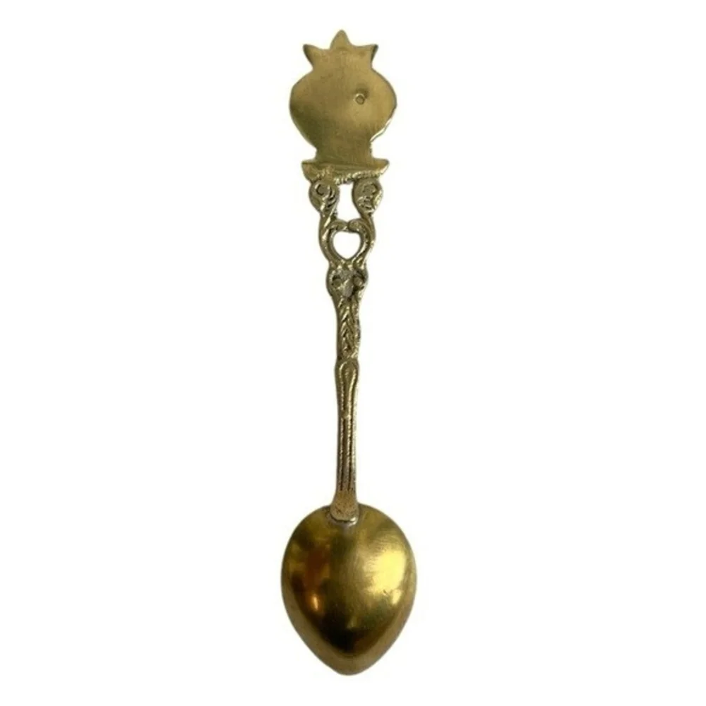 Vintage Souvenir Spoon Collectible Israel Bethlehem Gold Plated Mini Spoon Gift